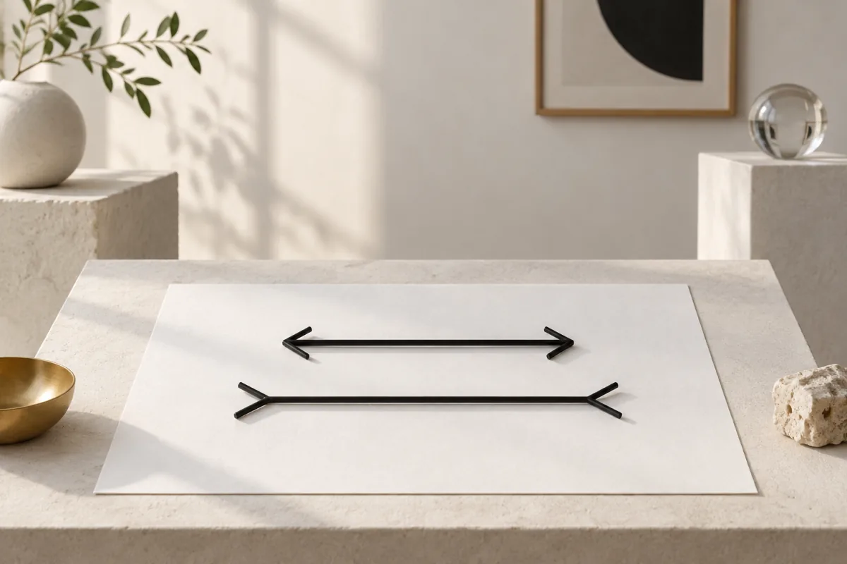 Two equal thin black metal rods lying on white paper, one capped with inward arrowhead fins and the other with outward flared tails